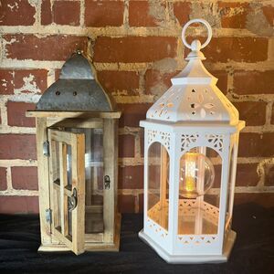 2 Piece Collective Lantern Set - Wood, Metal, Plastic